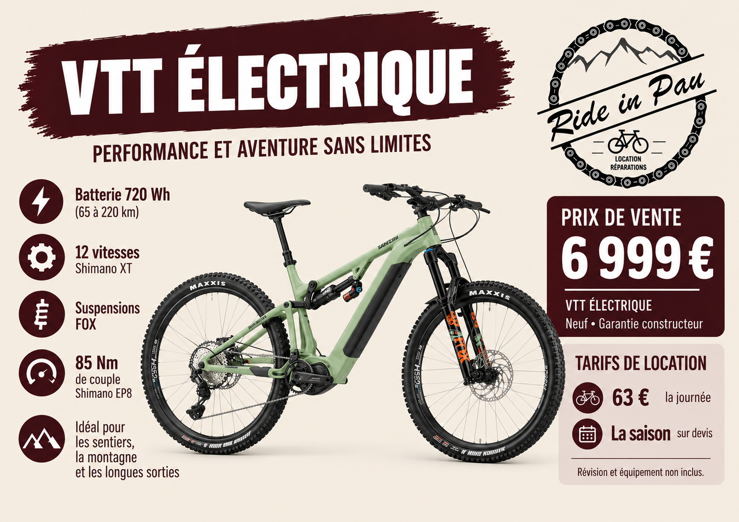 VTT électrique à vendre Ride in Pau